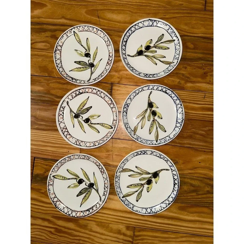 Morgan Newberry Olive Branch Dessert & Appetizer Plates Set of‎ 6 mediterranean